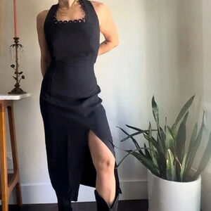 1990s contempo casuals sz 5 black midi dress made in USA 🇺🇸